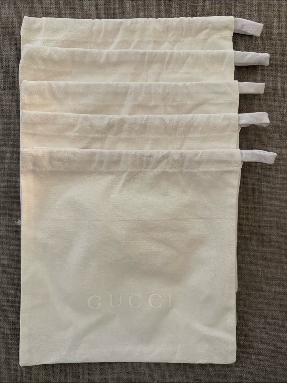 Gucci Cream Drawstring Dust Bag Set - 5 Pieces